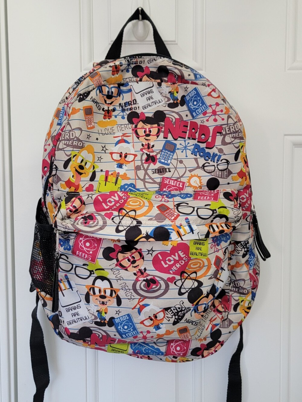 Disney Parks Authentic Backpack Nylon I Love Nerds Brainy Smart Lightweight EUC